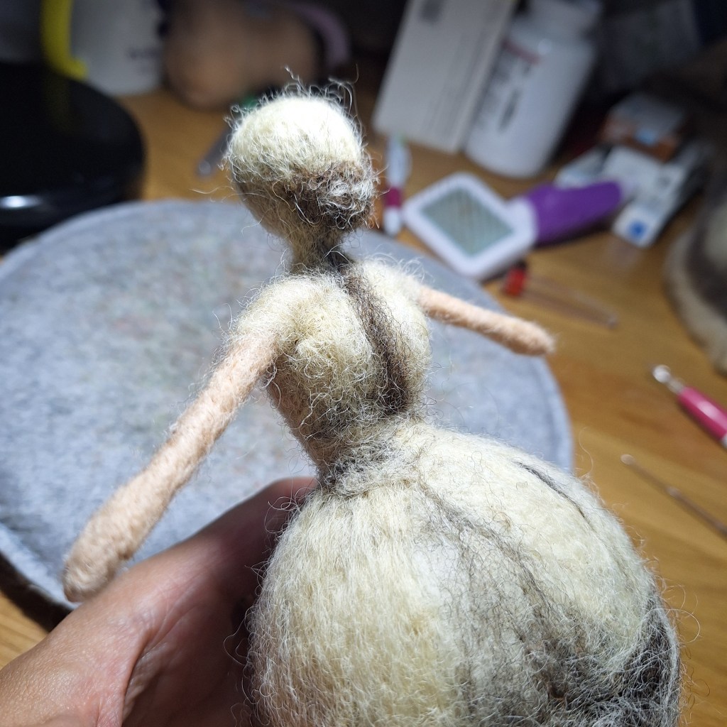 Needle-felted witch armature (sculpture)