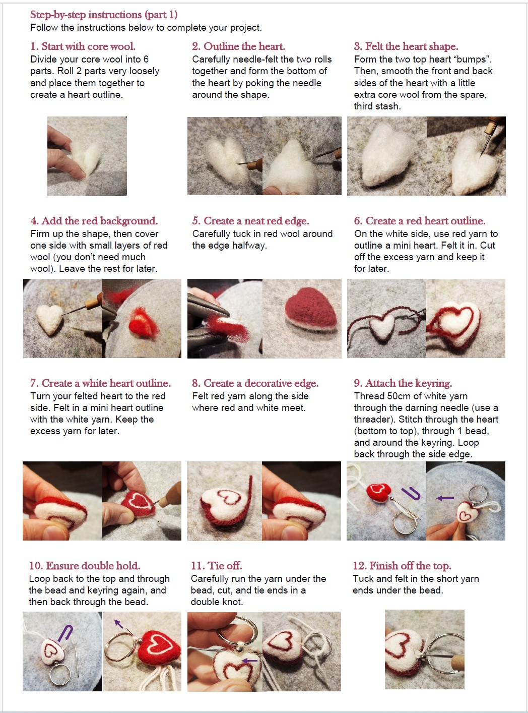 Heart key chain - needle felting kit instructions (page 2)