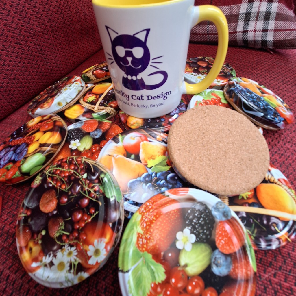 Reclaimed jam jar lid coasters