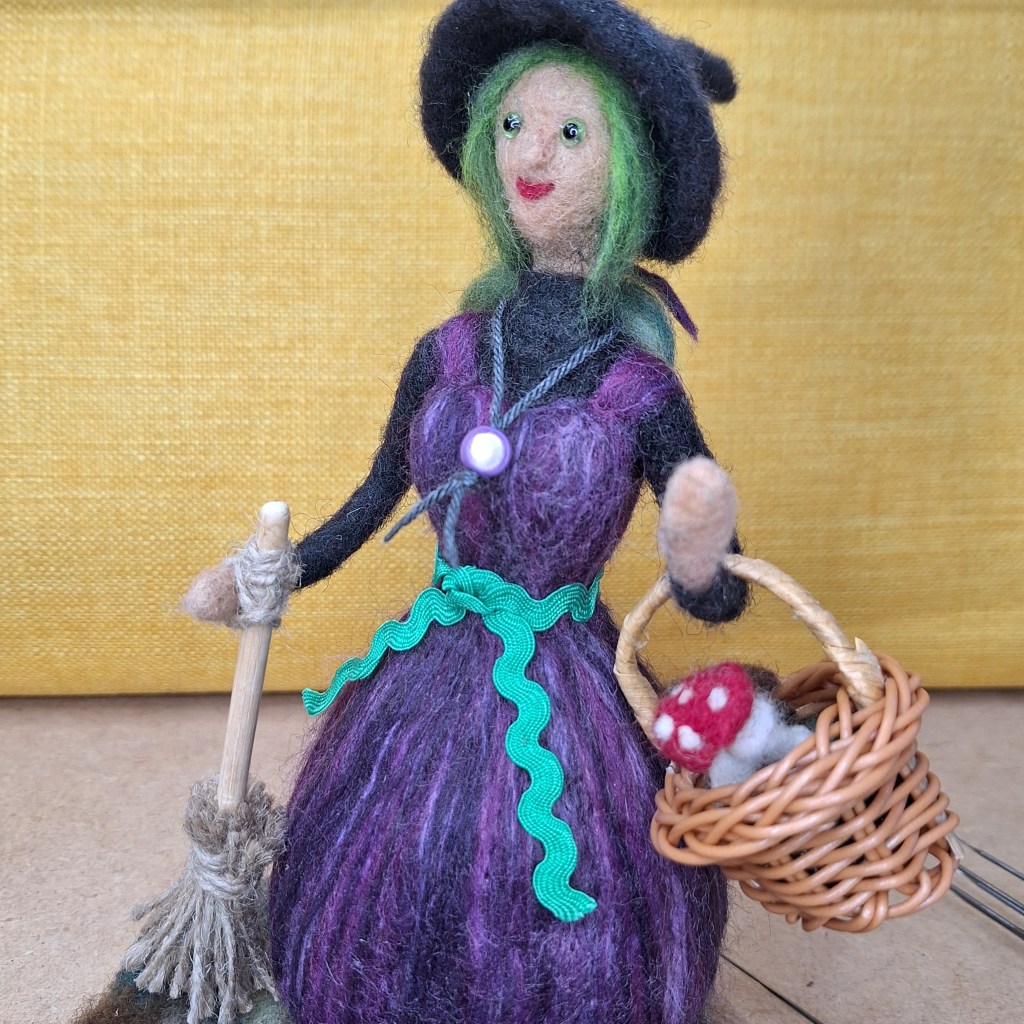 Needle-felted Halloween witch